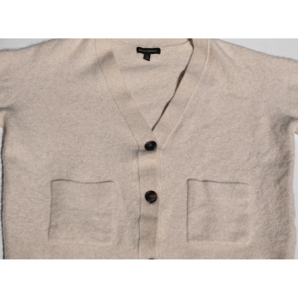 Banana Republic Ivory Wool/Alpaca Cardigan Sweater XL Button Front - Picture 2 of 7